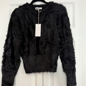 NWT Wayf fuzzy black cropped sweater size s